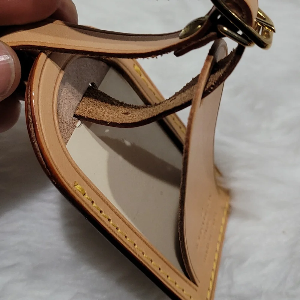 🤩 Louis Vuitton Name Tag Tan Leather  with Initials